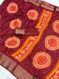 Jalpari Saree Marshmallow Bandhni Print Jacquard Border Beautiful Border Saree With Blouse