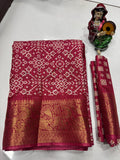 DOLA SILK SPARKLE ZARI BANDHNI PATOLA PRINT JAQURD BODAR