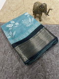 Jalpari Flower Print Jacquard Border Beautiful Colors Art Work Saree