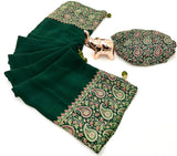 Designer New Trending Gajji Silk Bollywood Saree with Printed Pallu & Contrast Blouse