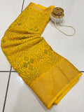 Jalpari Saree Bandhani Print Jacquard Border Beautiful Border Saree