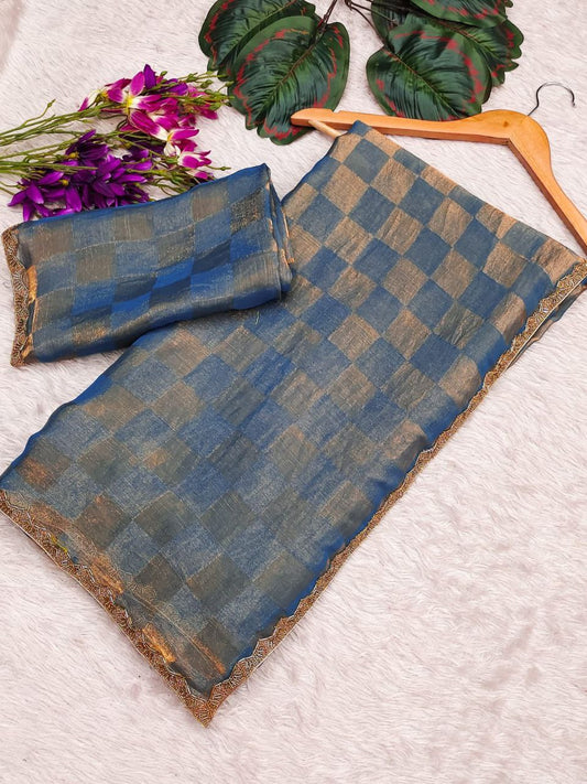 Jalpari Special simmri Golden Box Pattern in sapce silk limited edition saree & Blouse