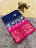 Jalpari Saree Flower Print Jacquard Border Beautiful Border Colors Art Saree Work