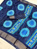 Jalpari Saree Marshmallow Bandhni Print Jacquard Border Beautiful Border Saree With Blouse
