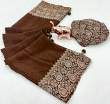 Designer New Trending Gajji Silk Bollywood Saree with Printed Pallu & Contrast Blouse