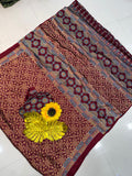 New Trending Silk Bollywood Designer Gaji Silk Designer Saree with Printed Pallu & Contrast Blouse