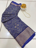 Jalpari Saree Bandhani Print Jacquard Border Beautiful Border Saree