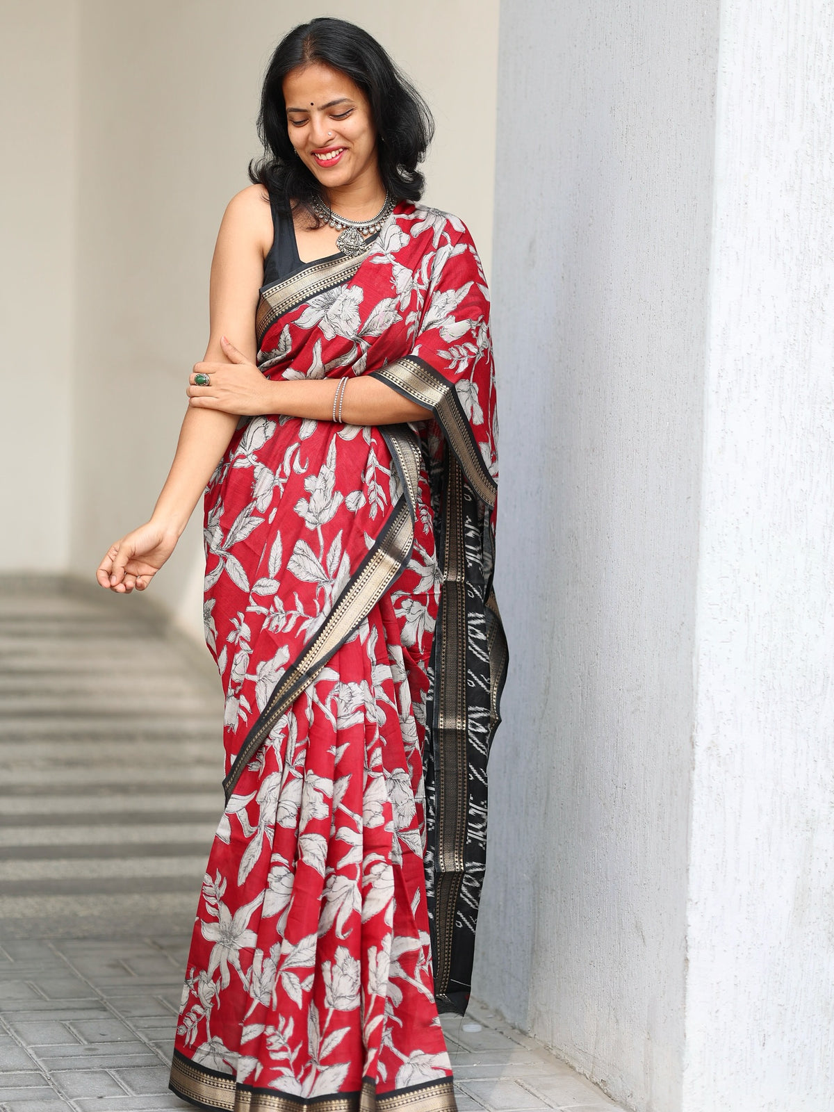 Jaipuri Hand Block Printed Soft Cotton Mulmul Saree ,Sanganeri Cotton Malmal Saree, Bagru Cotton Saree, Batic / Batik Print Cotton saree With Attached Blouse