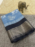 Jalpari Flower Print Jacquard Border Beautiful Colors Art Work Saree