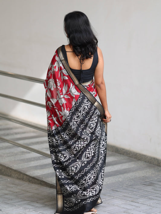 Jaipuri Hand Block Printed Soft Cotton Mulmul Saree ,Sanganeri Cotton Malmal Saree, Bagru Cotton Saree, Batic / Batik Print Cotton saree With Attached Blouse
