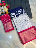 Jalpari Kalamkari Jacquard Border Beautiful Colors Art Work Saree