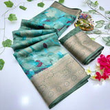 Jalpari Saree Dola Kalamkari Print Jacquard Border Beautiful Border Saree With Blouse