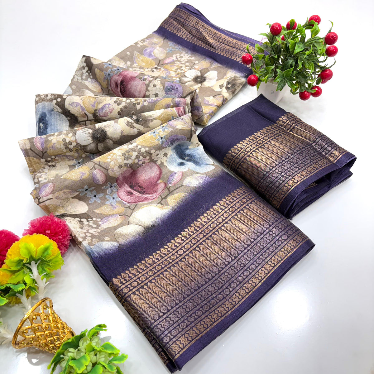 Jalpari Saree Dola Bandhni Print Jacquard Border Beautiful Border Saree With Blouse