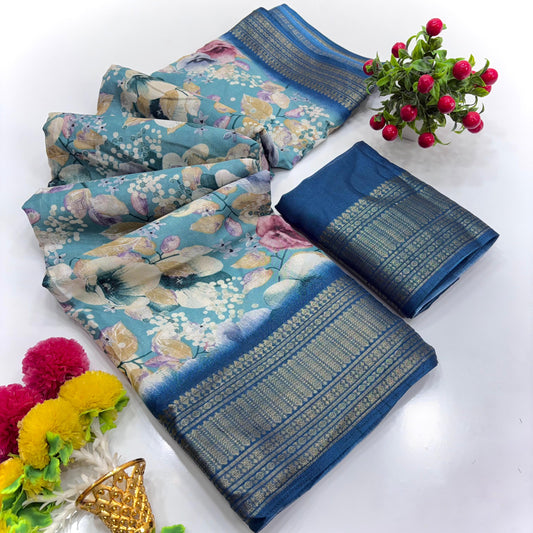 Jalpari Saree Dola Bandhni Print Jacquard Border Beautiful Border Saree With Blouse