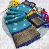 Jalpari Saree Dola Sparkle Zari Kalamkari Print Jacquard Border Beautiful Border Saree With Blouse