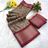 Jalpari Saree Dola Kalamkari Print Jacquard Border Beautiful Border Saree With Blouse