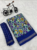 Jaipuri Hand Block Printed Soft Cotton Mulmul Saree ,Sanganeri Cotton Malmal Saree, Bagru Cotton Saree, Batic / Batik Print Cotton saree With Attached Blouse