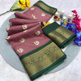 Jalpari Saree Dola Sparkle Zari Kalamkari Print Jacquard Border Beautiful Border Saree With Blouse