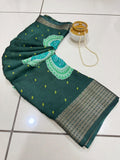Jalpari Saree Marshmallow Bandhni Print Jacquard Border Beautiful Border Saree With Blouse