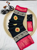 Jalpari Saree Sequence Flower Print Jacquard Border Beautiful Border Colors Art Saree