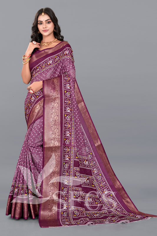 PATOLA PRINT SILK SPARKLE ZARI BANDHANI PRINT WITH JACQUARD BODAR