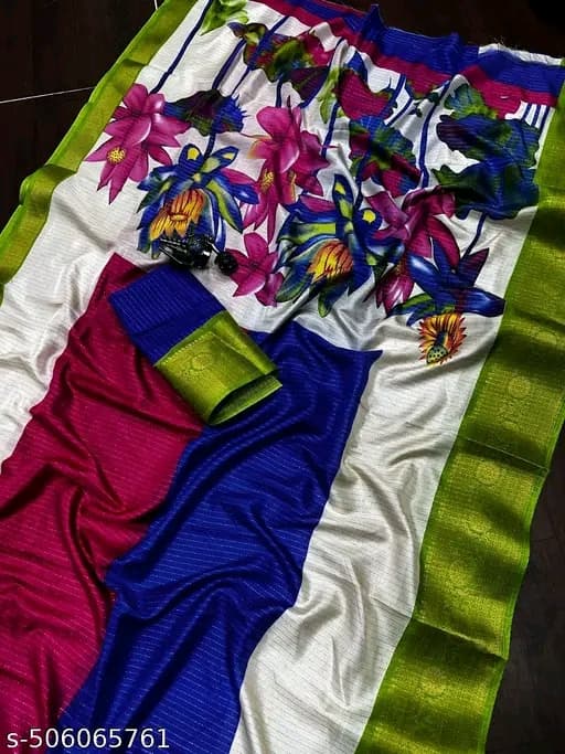 Dola Jequard Border Reco Sparkle Printed Beautiful Art Work Saree