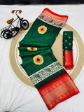Jalpari Saree Sequence Flower Print Jacquard Border Beautiful Border Colors Art Saree