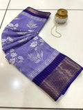 Jalpari Saree Flower Print Jacquard Border Beautiful Colors Art Work Saree