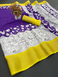 Jalpari Kalamkari Printed Jacquard Border Beautiful Colors Art Work Saree