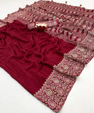 Designer New Trending Beautiful Gajji Silk Bollywood Saree with Printed Pallu & Contrast Blouse