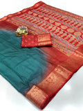 Jalpari Saree Dola Print Sparkle Zari Jacquard Border Beautiful Border Saree With Blouse Pcs