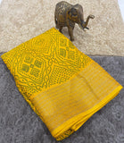 Jalpari Saree Bandhani Print Jacquard Border Beautiful Border Saree