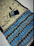 Trending Beautiful Gajji Silk Bollywood Saree with Printed Pallu & Contrast Blouse