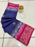 Jalpari Saree Trending Flower Print Jacquard Border Beautiful Border Colors Art Saree Work