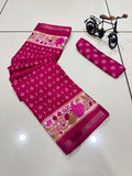 Jaipuri Hand Block Printed Soft Cotton Mulmul Saree ,Sanganeri Cotton Malmal Saree, Bagru Cotton Saree, Batic / Batik Print Cotton saree With Attached Blouse Piece