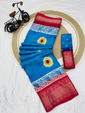 Jalpari Saree Sequence Flower Print Jacquard Border Beautiful Border Colors Art Saree