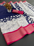 Jalpari Kalamkari Printed Jacquard Border Beautiful Colors Art Work Saree