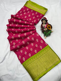 DOLA SILK SPARKLE ZARI FLOWER PRINT JAQURD BODAR