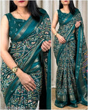 Dola Jequard Border Digital Warli Printed Saree & Beautiful Art Work Warli Saree