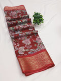 Jalpari Saree Dola Kalamkari Print Jacquard Border Beautiful Border Saree With Blouse