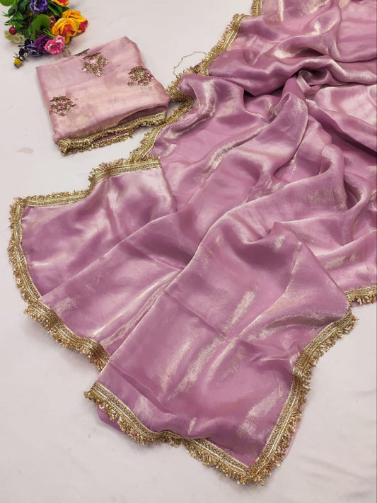 Jalpari Chiffon Golden Box Super hot Sequnce lace Pattern in limited edition Saree