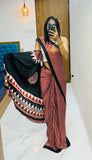 Bollywood Designer Gaji Silk Rose Gold Colour Designer Saree with Printed Pallu & Contrast Blouse Maroon saree