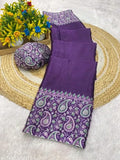 New Trending Beautiful Gajji Silk Bollywood Saree with Printed Pallu & Contrast Blouse