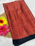 Bollywood Designer Gaji Silk Rose Gold Colour Designer Saree with Printed Pallu & Contrast Blouse Maroon saree