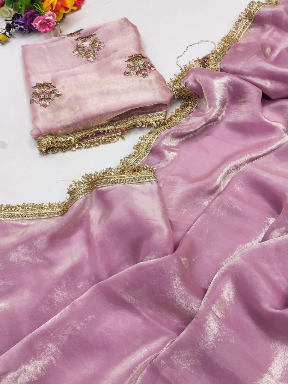 Jalpari Chiffon Golden Shining Super hot Sequnce lace Pattern in limited edition Saree