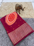 Jalpari Saree Marshmallow Bandhni Print Jacquard Border Beautiful Border Saree With Blouse