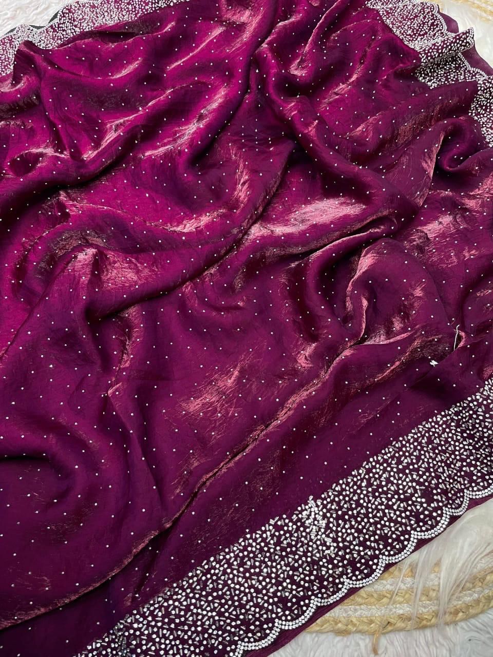 Jalpari Soft Chiffon Fendy Dark Colour & Fancy Val-Moti Border Pattern in limited edition Saree