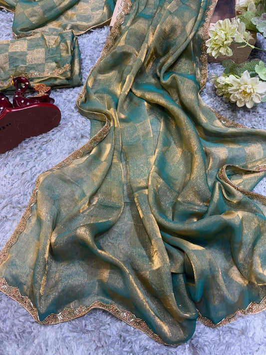 Jalpari Sapce silk Special Simmri Golden Box Pattern in limited edition Saree & Blouse