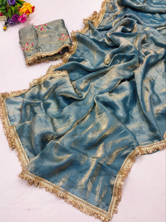 Jalpari Chiffon Golden Box Super hot Sequnce lace Pattern in limited edition Saree