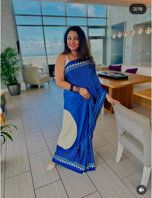 New Pure Japan Crape Silk & Gajji Silk Bollywood Saree with Printed Blouse